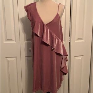 Blush velvet ruffle Dress